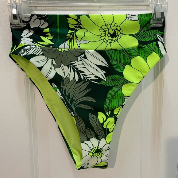 aerie Swim Aerie Small High Cut Cheeky Bikini Bottom Swim Green